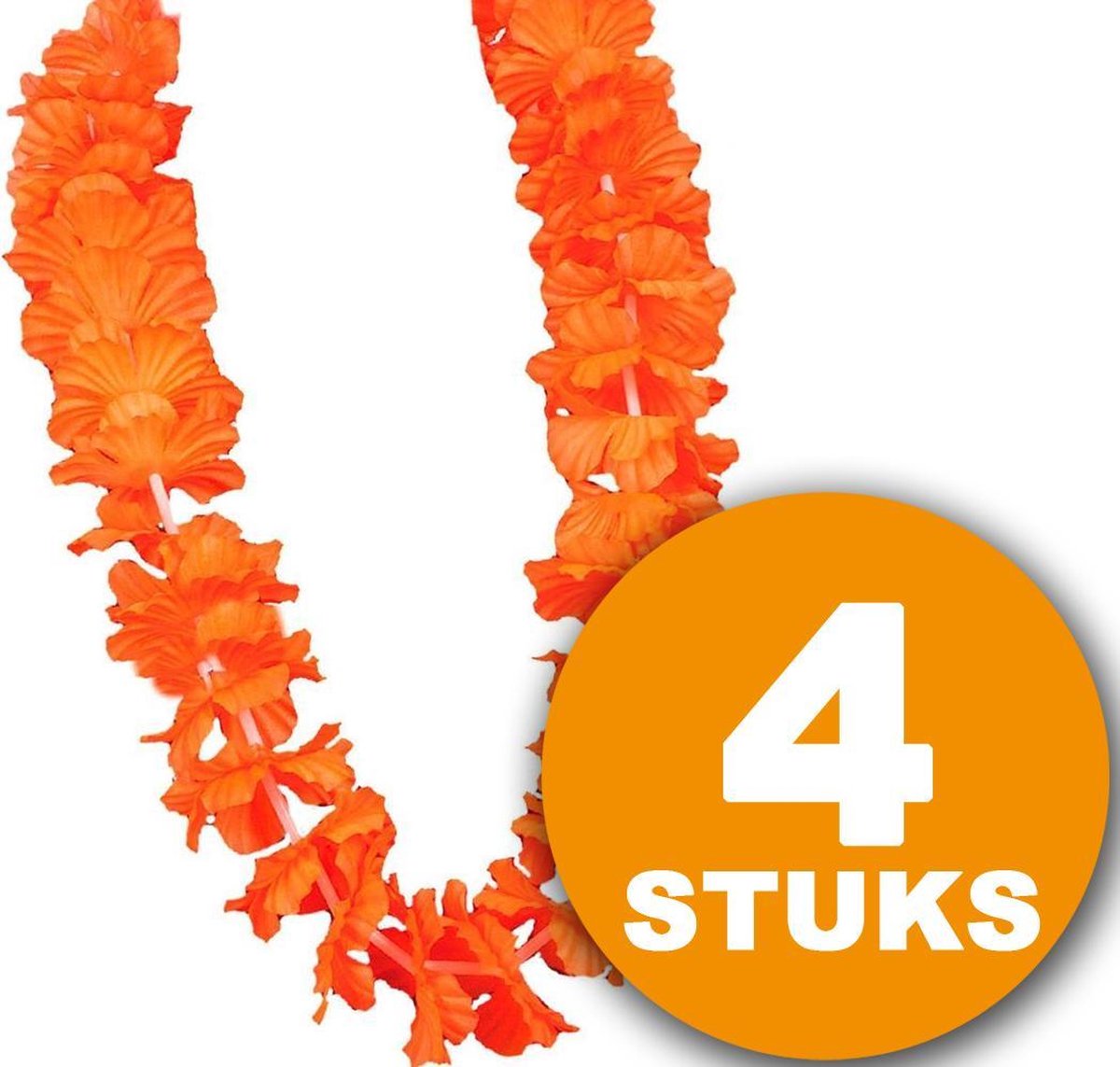 Oranje Feestkleding | 4 stuks Oranje Krans Hawaii de Luxe | Oranje Feestartikelen | Feestkleding EK Voetbal 2021